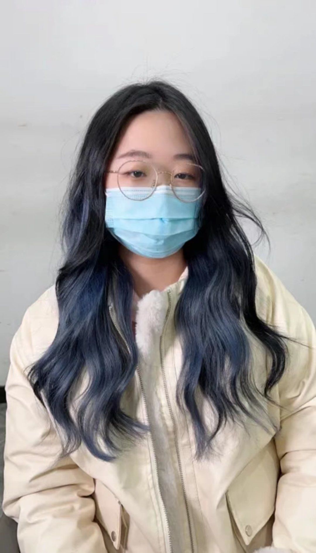 雾霾蓝挂耳染