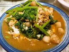 茼蒿鸡蛋炒贝丁-日丰园海肠水饺·老字号大连海鲜(和平广场店)