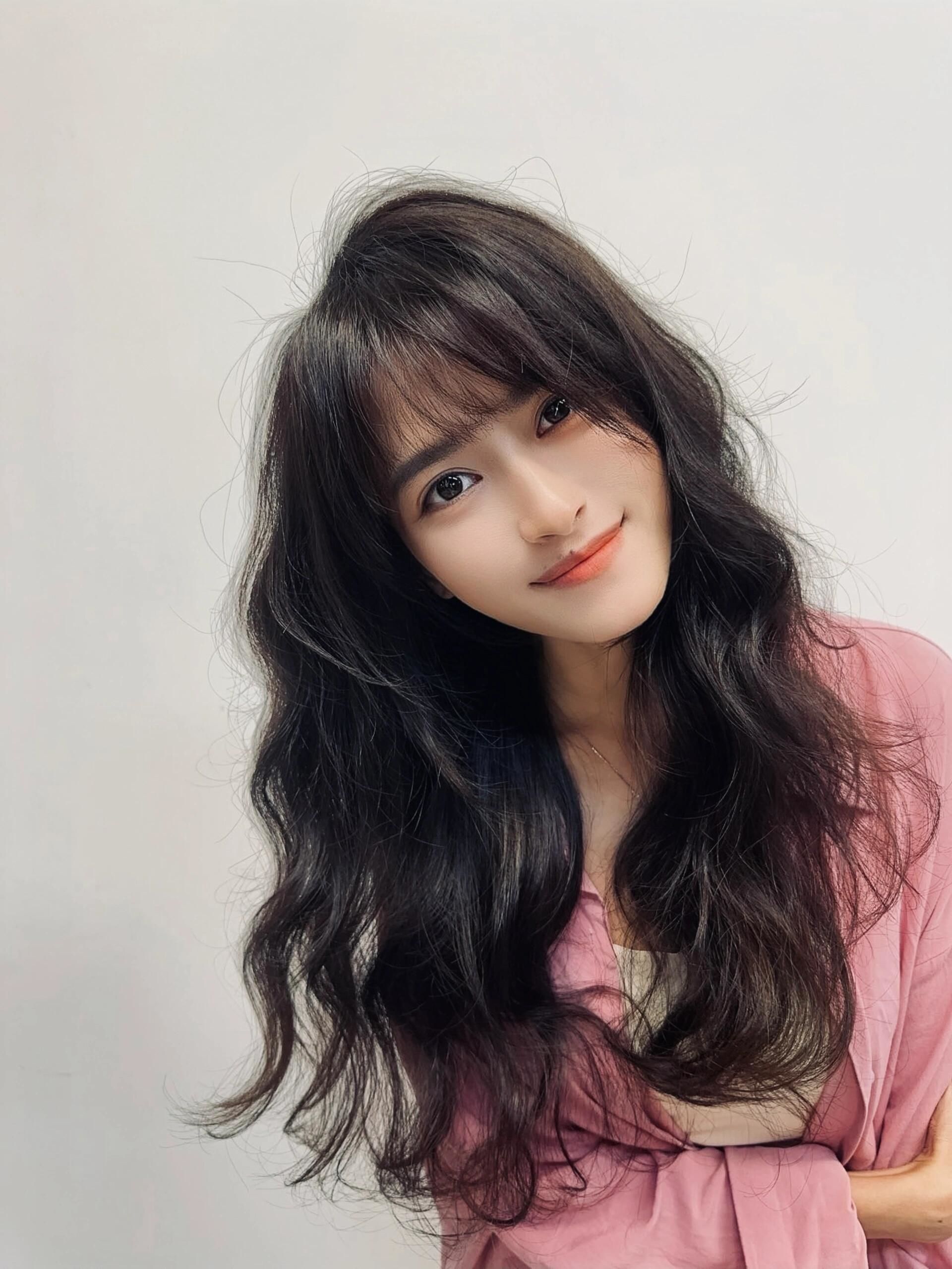 长发自然大卷真实烫发效果
