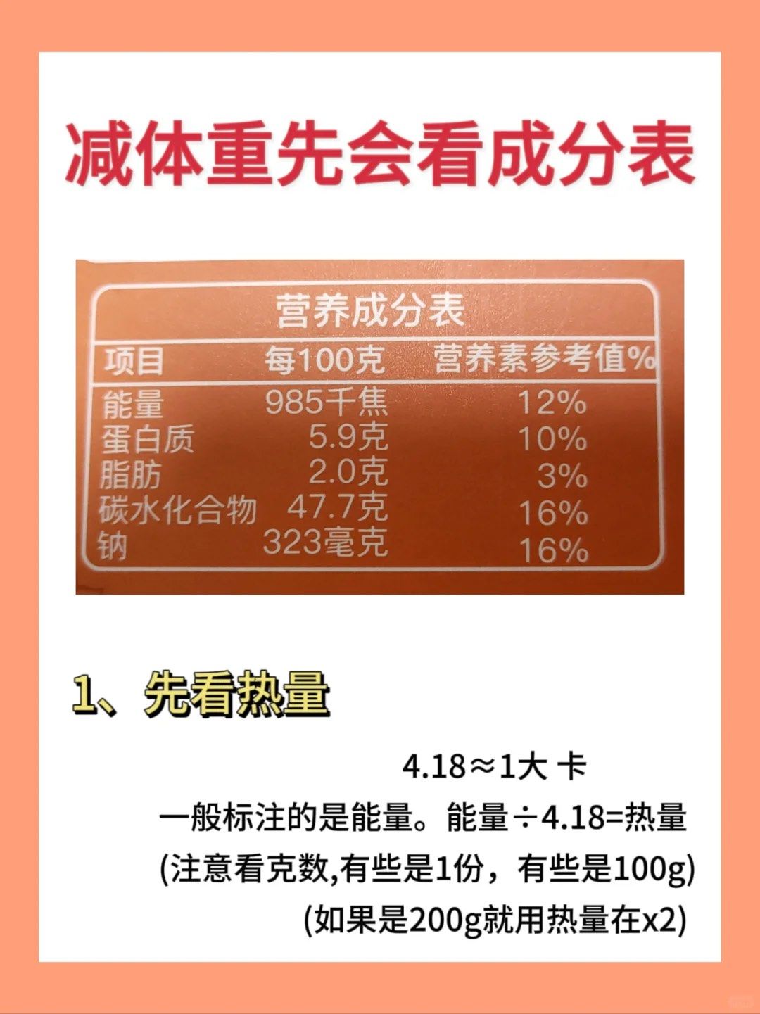 减肥一定要学会看食物成分表