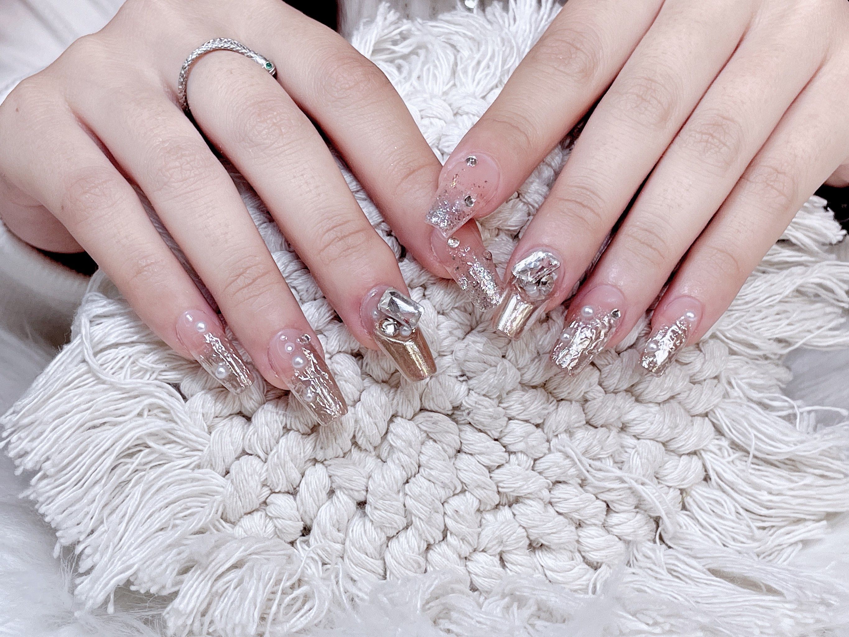 魔镜粉造型美甲