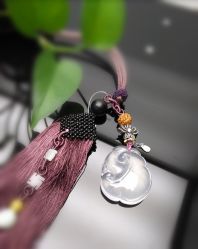 天然玉白晶如意挂件-珍石轩天然水晶世家(南山京基百纳广场店)