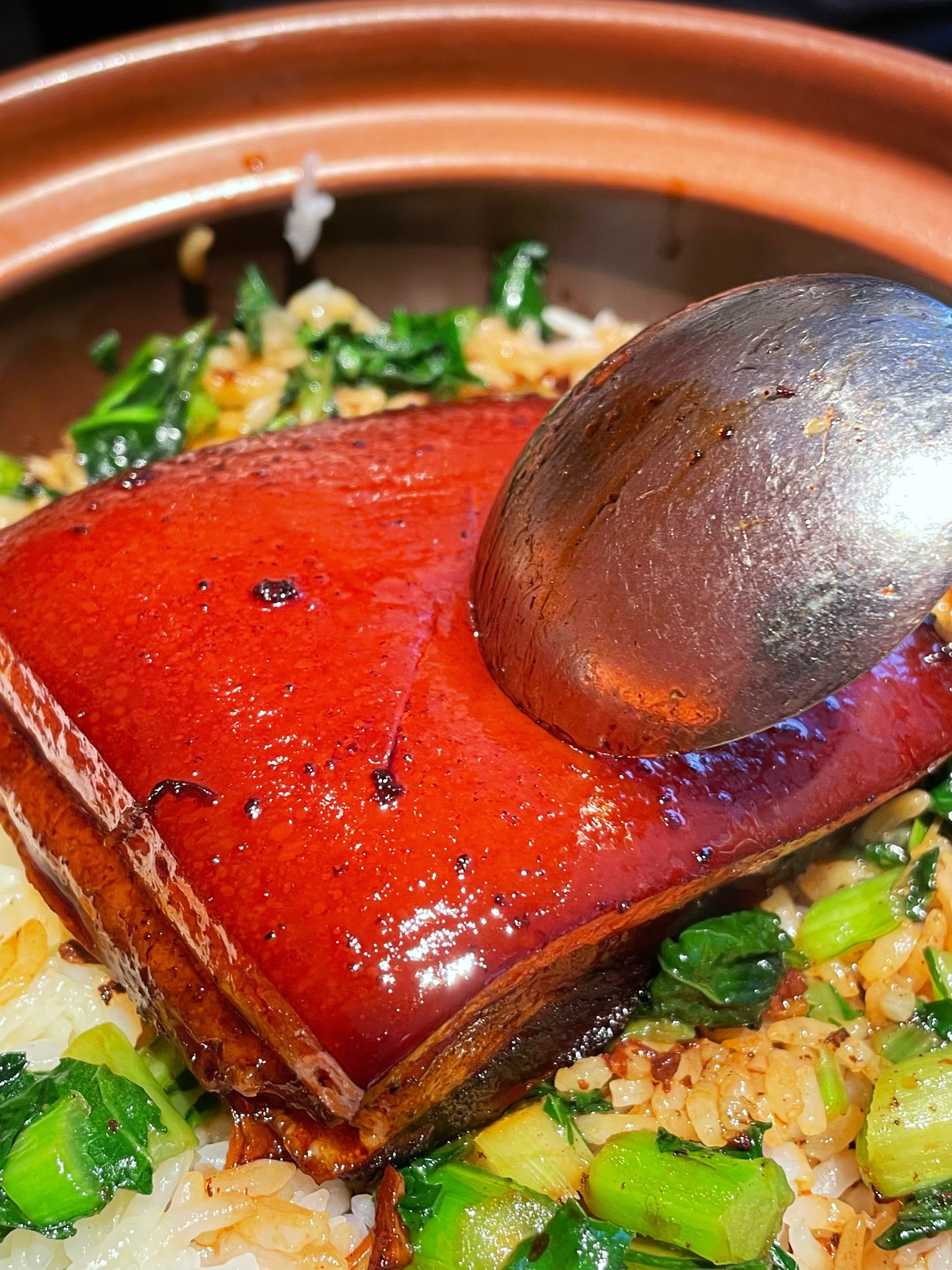 东坡肉拌饭x咸蛋黄虾,伢儿肚皮咕咕叫