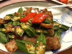 头抽炒秋葵黑豚肉-广州文华东方酒店·江-由辉师傅主理