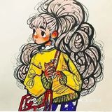 海藻般浓密的长发微微卷起🌈