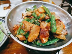干锅青椒肉片-芦茨金富饭庄·25年老字号·专做稻草鸡