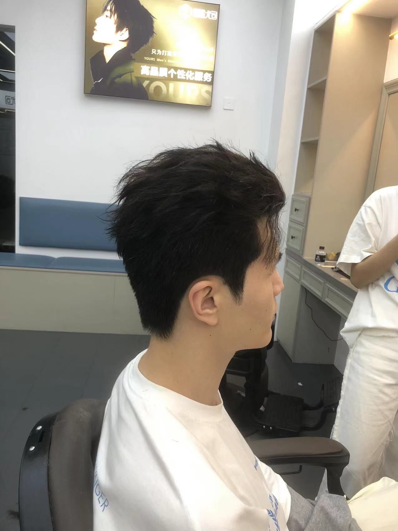 男士三七龙须背头