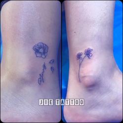 两朵花 纹身师：杰Tattoo刺青主理人 TianJin.China-杰TATTOO刺青