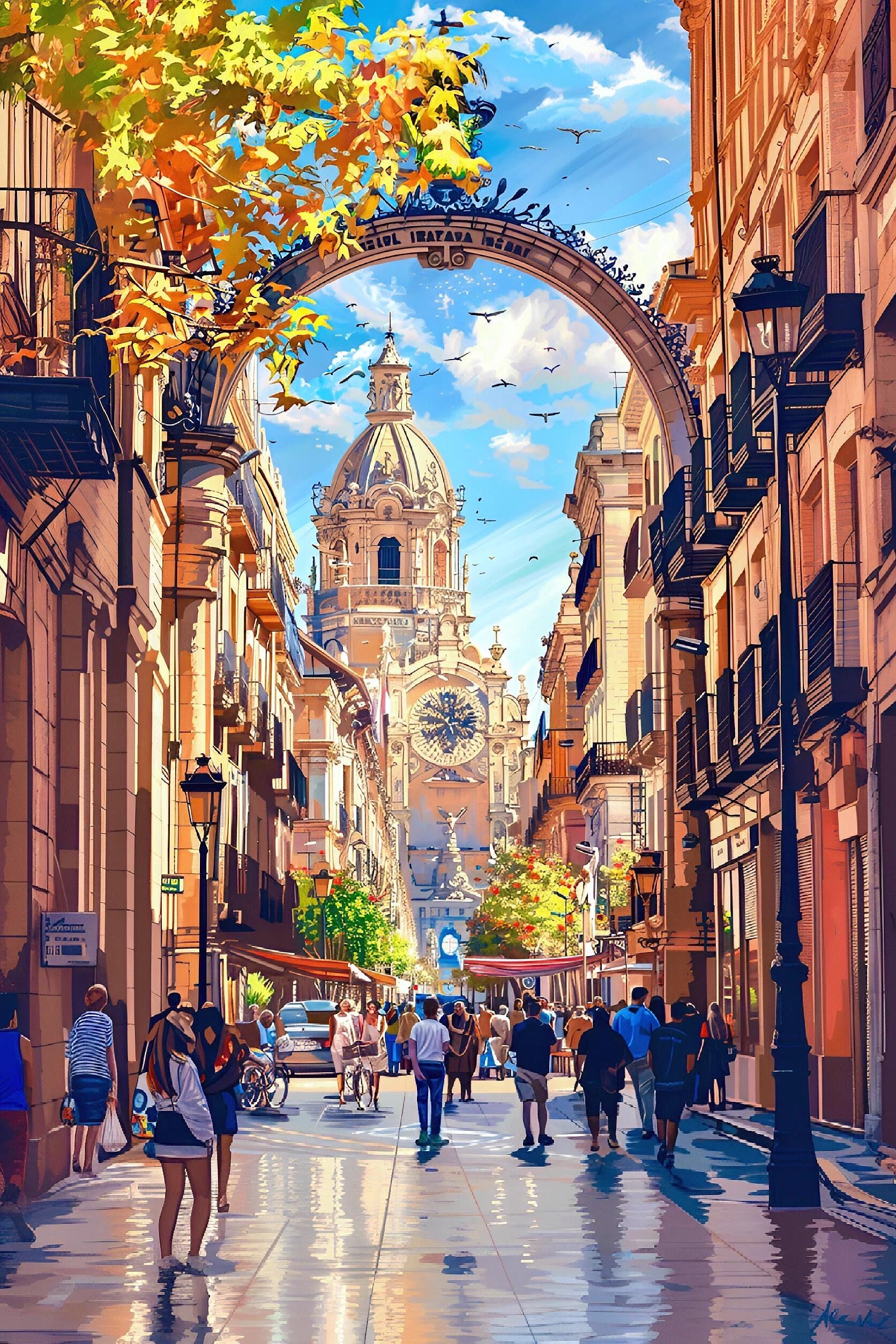 城市风景插画:萨拉曼卡 city wal