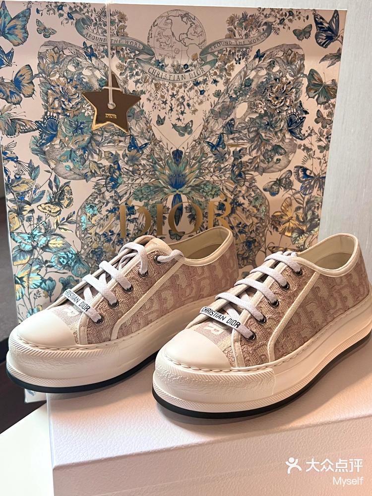 dior老花粉色厚底帆布鞋上脚巨好看