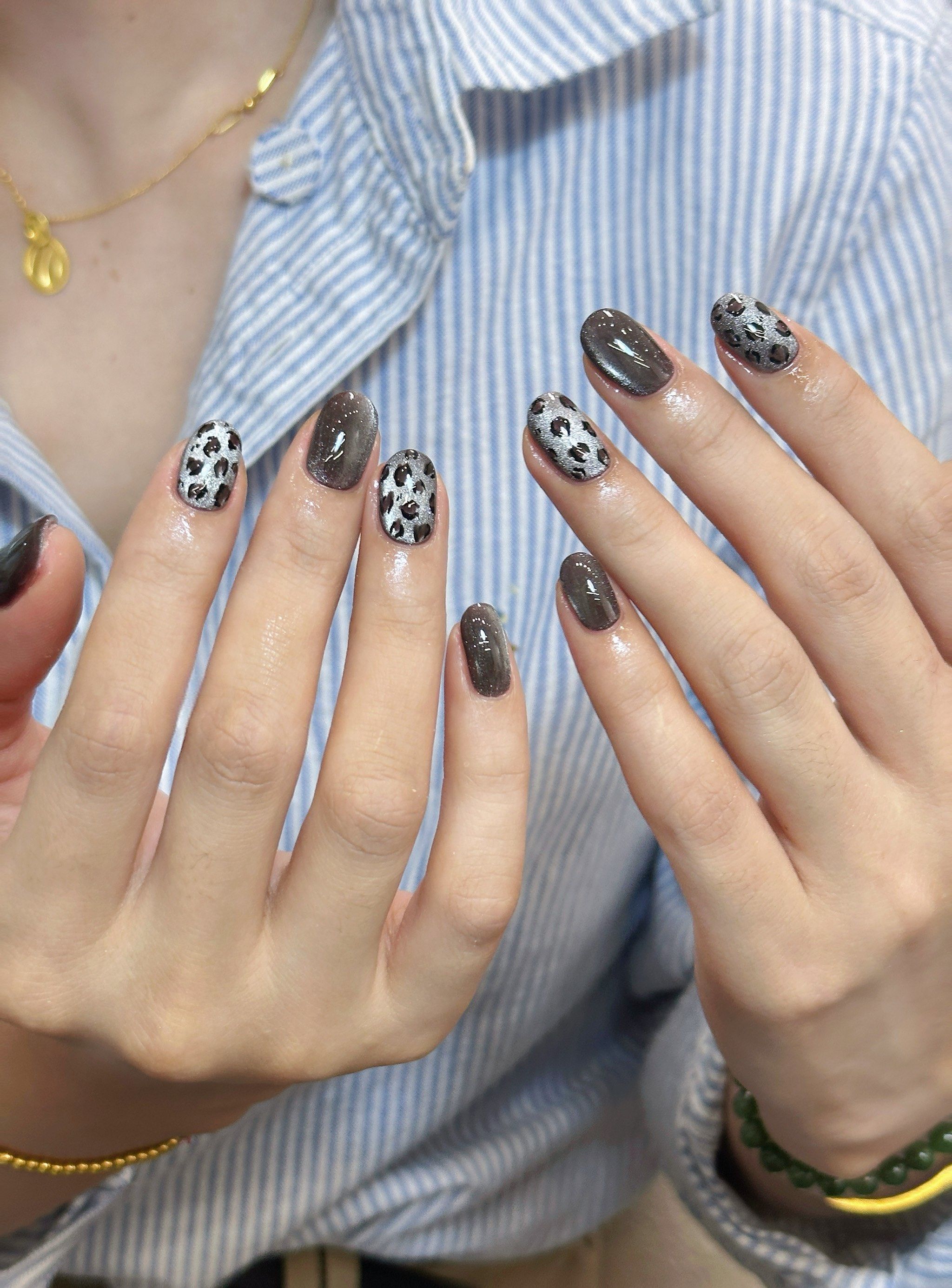 秋冬辣妹豹纹美甲