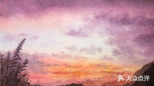 美丽的夕阳水彩画作品欣赏[吐][吐]