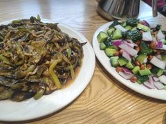 尖椒茄子炒肉丝-方城小吃店