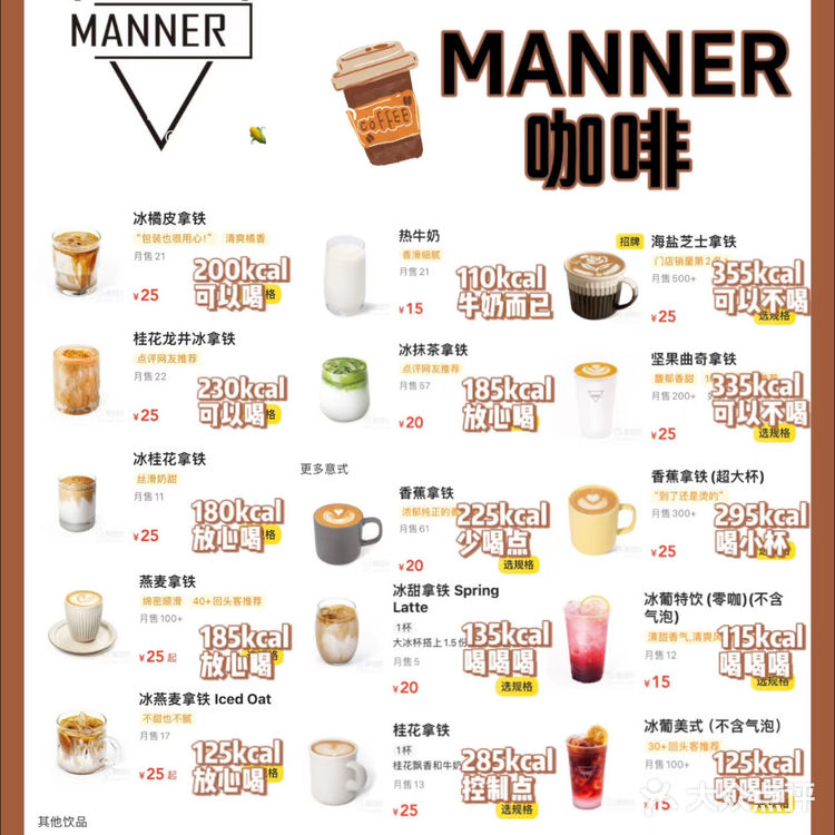 减脂人眼里的Manner咖啡热量测评☕