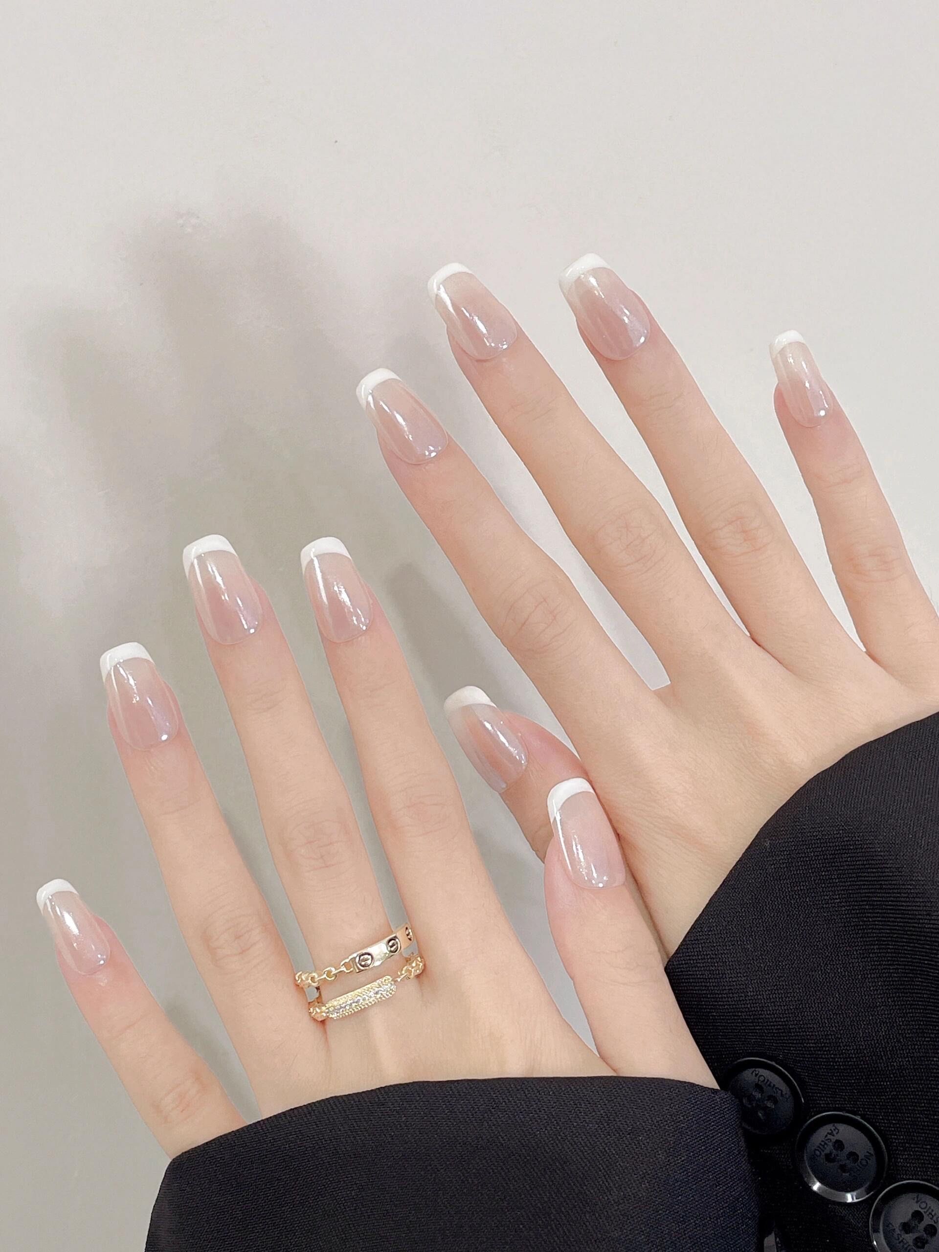 简约月光粉法式美甲💅