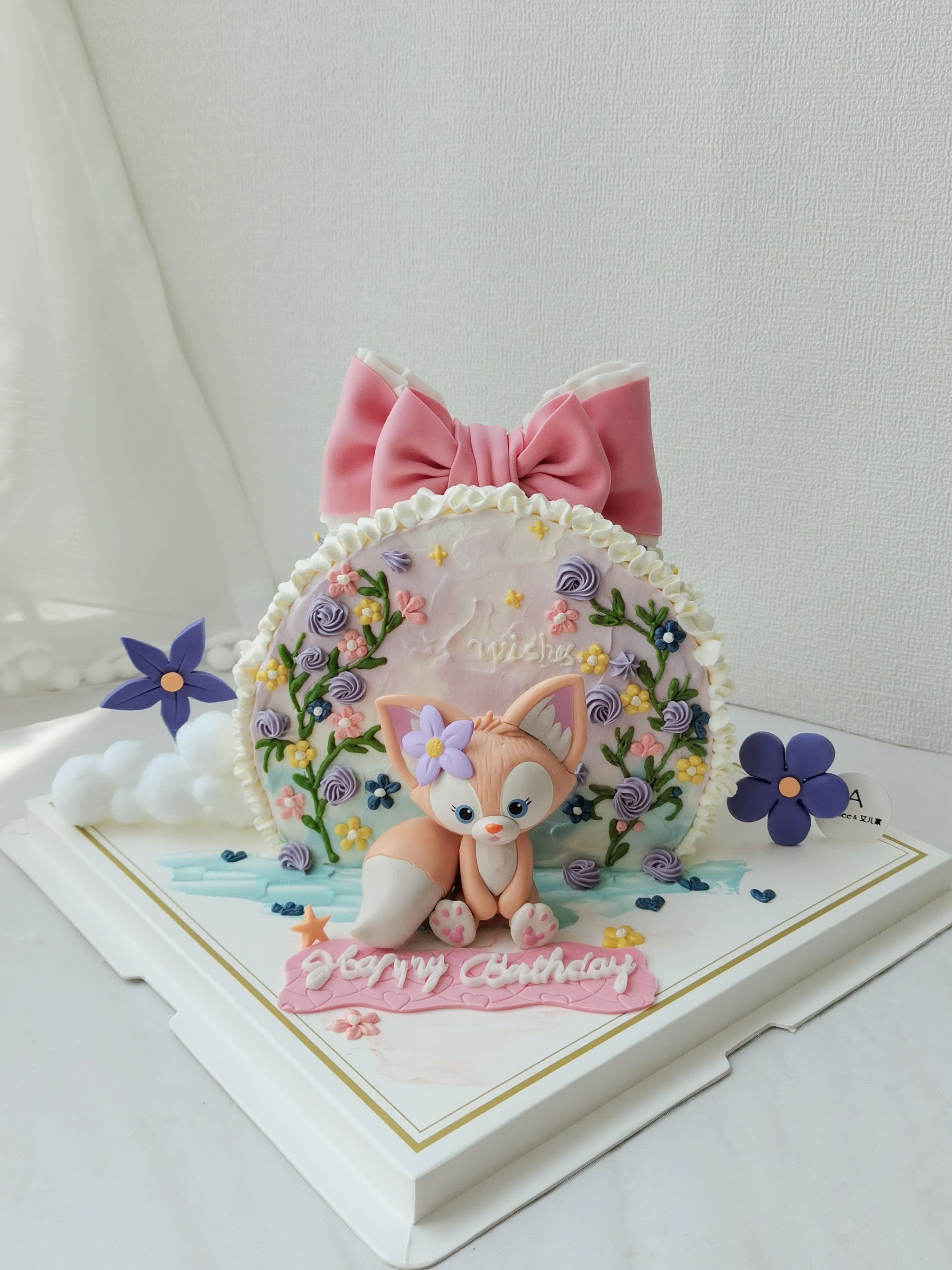迪士尼玲娜贝儿半圆立体手绘可爱梦幻少女心生日蛋糕