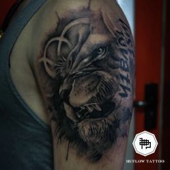 狮子纹身 水墨纹身 武汉纹身 武汉刺青-武汉湖佛纹身