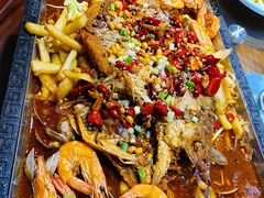 东来烤鱼-东来菜馆•手抓海鲜家常菜•海鲜锅贴(鸽子窝店)