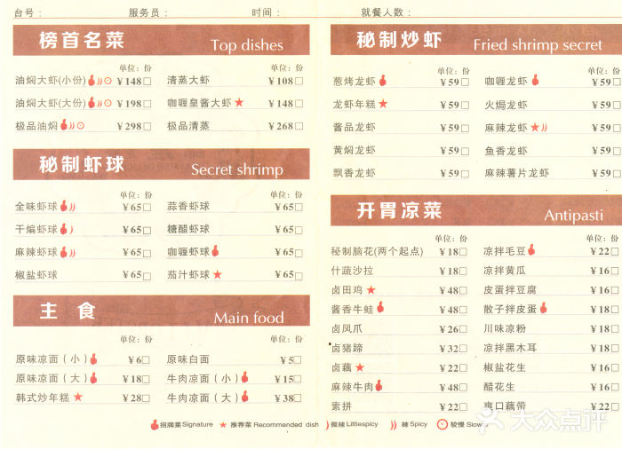 巴厘龙虾·榜首油焖大虾(旗舰店·万松园)菜单图片