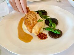 烤土鸡配芦笋香菇-Jean Georges