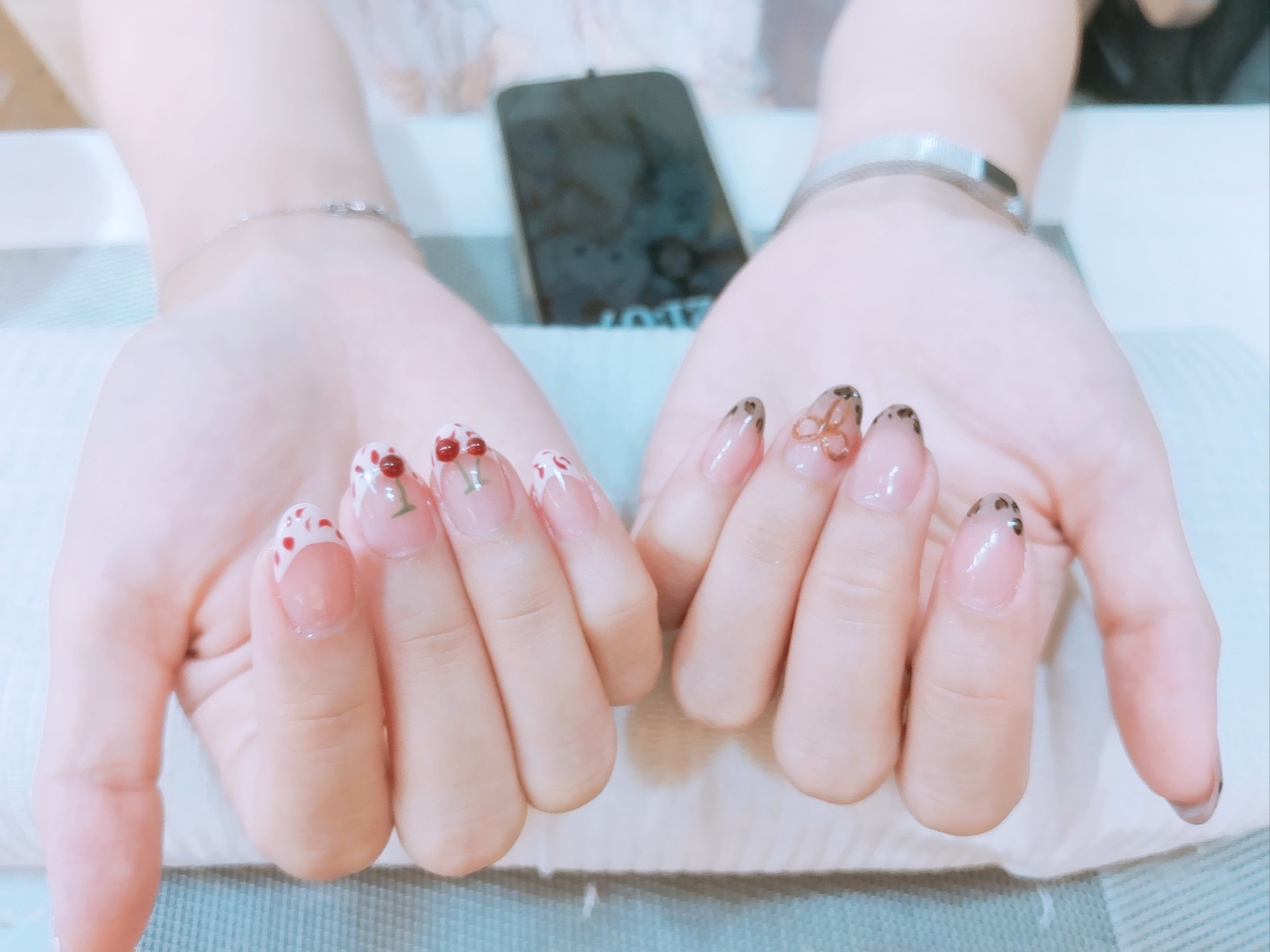 樱桃90豹纹ab款美甲9799