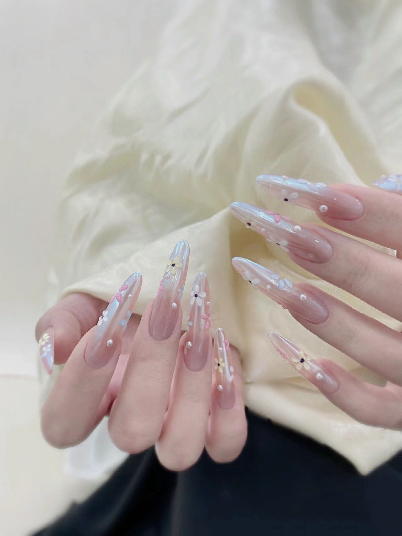治愈系波点长款美甲✨