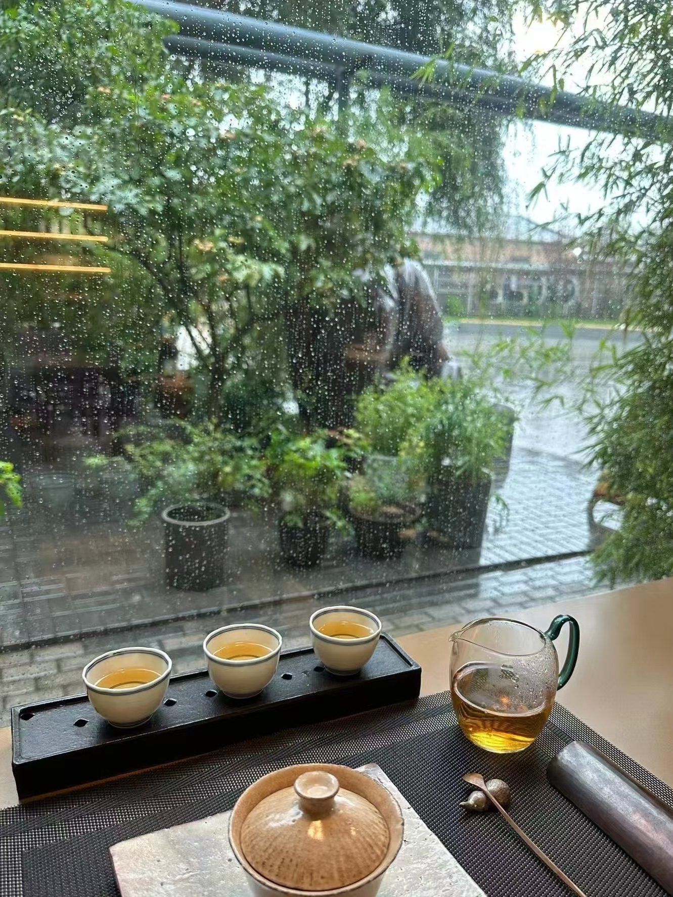 听雨 品茶 享受短暂的悠闲