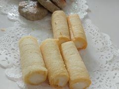 煎鱼饼拼炸牛奶-水乡人家私房菜(逢简店)