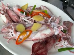 白灼灯花小管-众味海鲜大排档·活海鲜·潮汕味(南澳店)