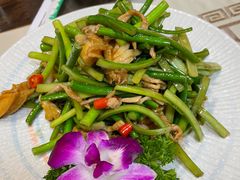 蒜苔肉丝炒鲍鱼-鑫真味私房菜馆
