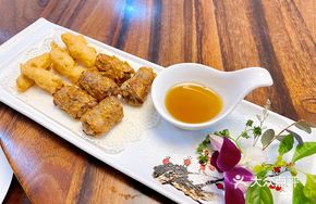 Fried Shrimp Balls with Fruit Medley