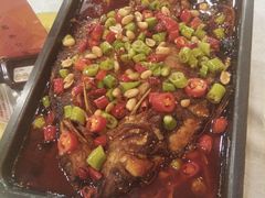 长豆角爆茄子，糗血烂虾-津悦·正阳春烤鸭(红旗南路店)