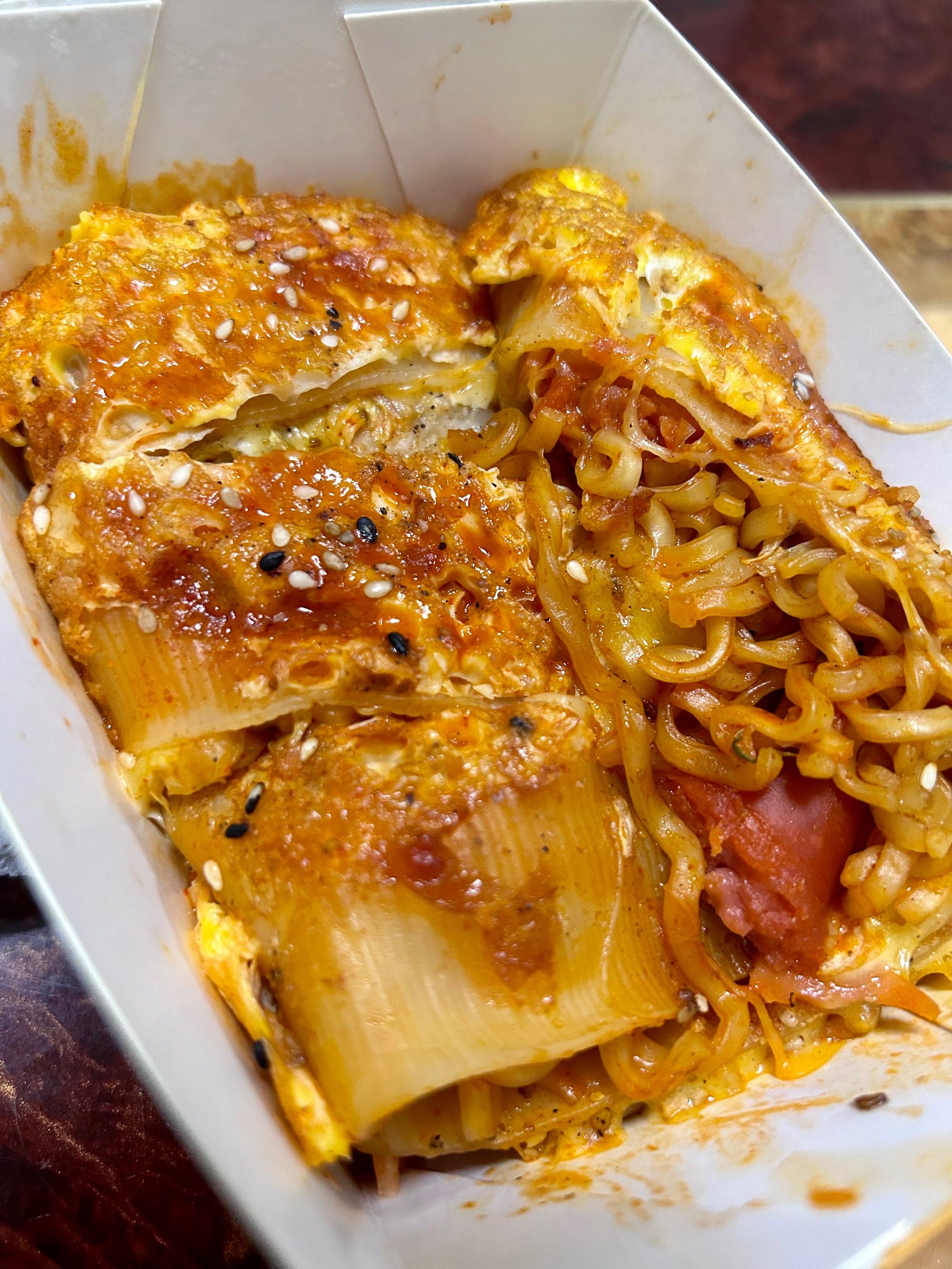 超多芝士的烤冷面