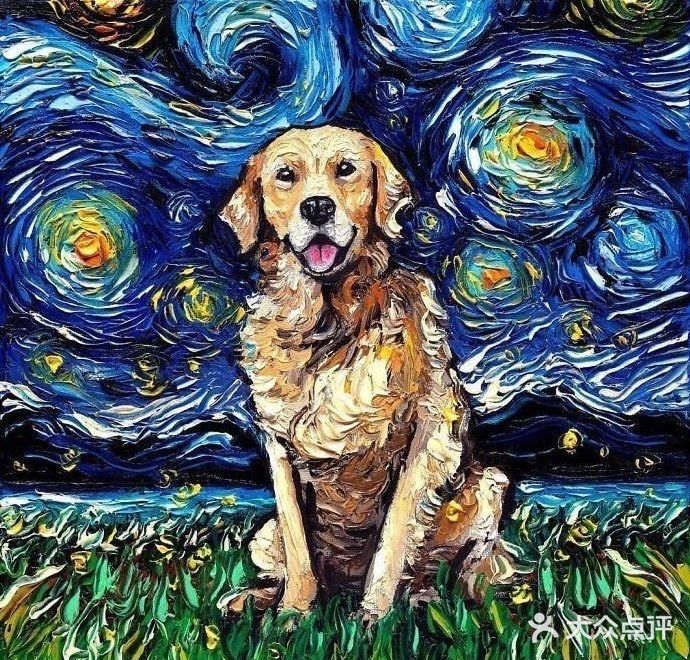 当梵高的《星月夜》遇上可爱的狗子🐶
