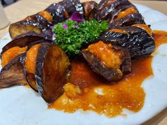 鲜虾酿茄子-大眼锅贴水饺(河东店)