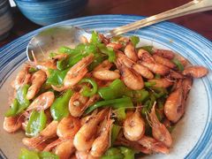 青椒炒河虾-曾福兴