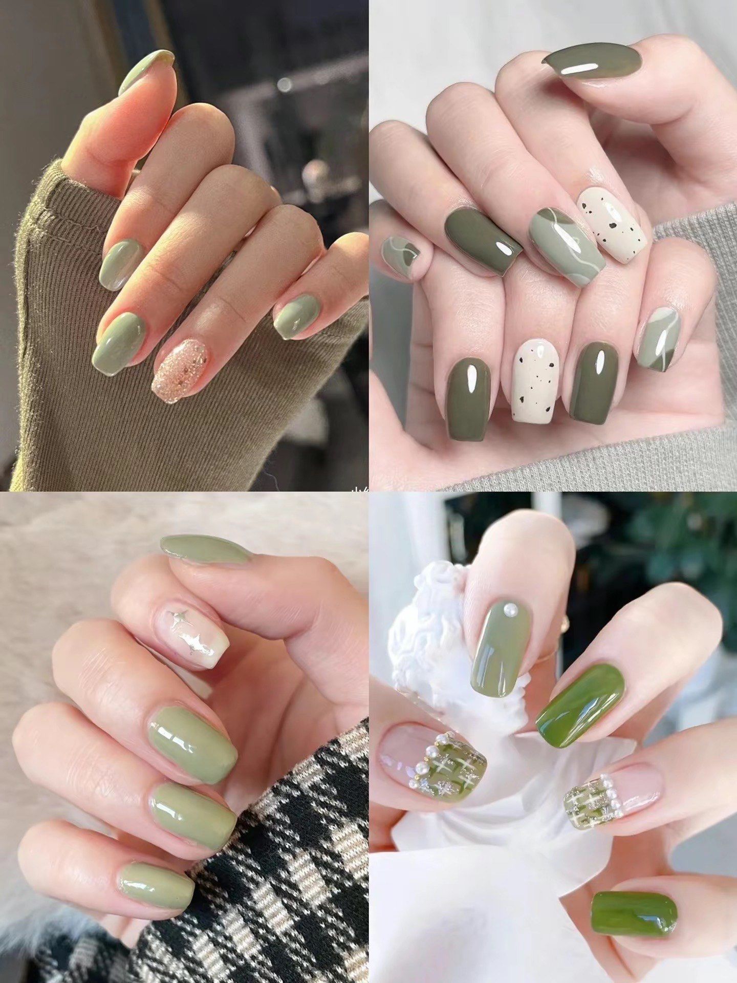 抹茶绿小清新美甲