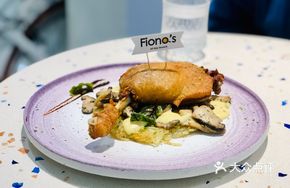 Confit Duck Leg with Mushroom Potato Pancake