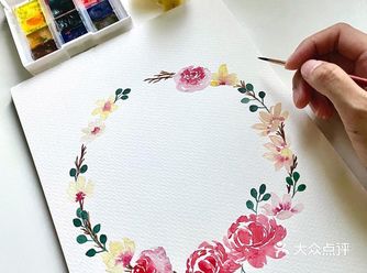 一组花环水彩画细节中体会艺术的美好