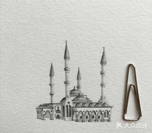 极细腻建筑铅笔素描 感受清真寺的庄严