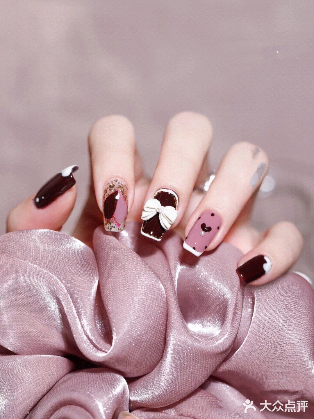 可爱甜美干枯玫瑰🌹胡蝶结🎀春夏美甲