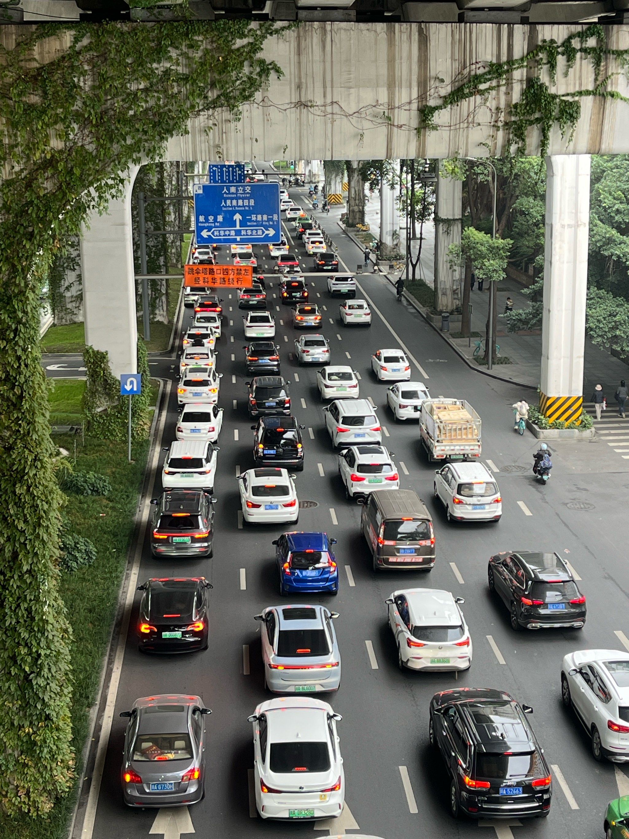 周末熙熙攘攘的车流