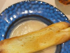 培根火腿蓉栗米浓汤配奶香片-半秋山西餐厅(襄阳万达店)