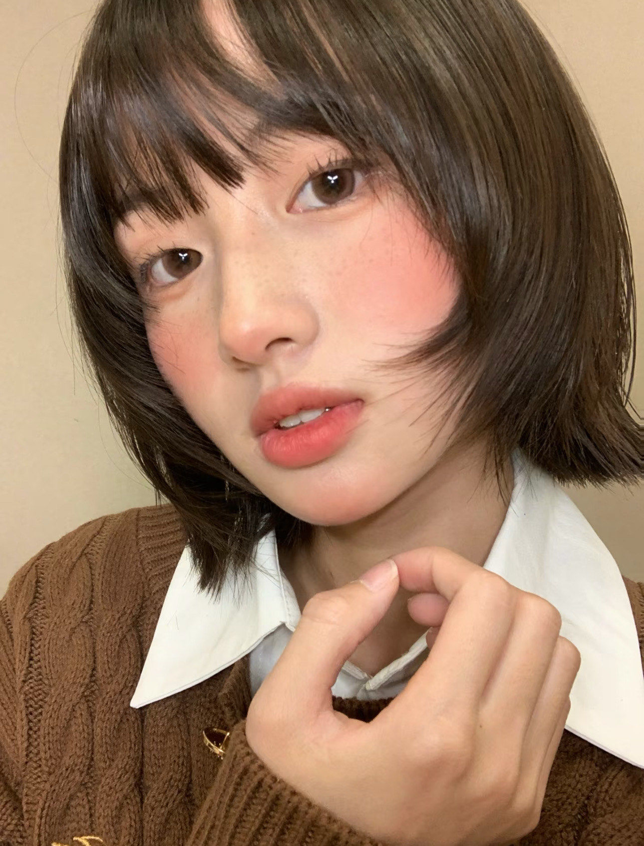 甜美短发look