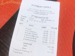 账单-Bombay Grill印度餐厅