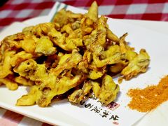 炸平菇-东北哈尔滨酱骨头馆房掌柜铁锅炖
