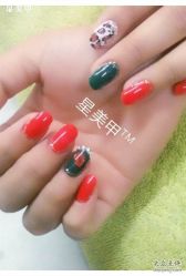 红色&绿色-星美甲