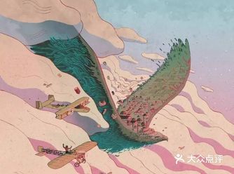 带有叙事场景及历史元素的插画