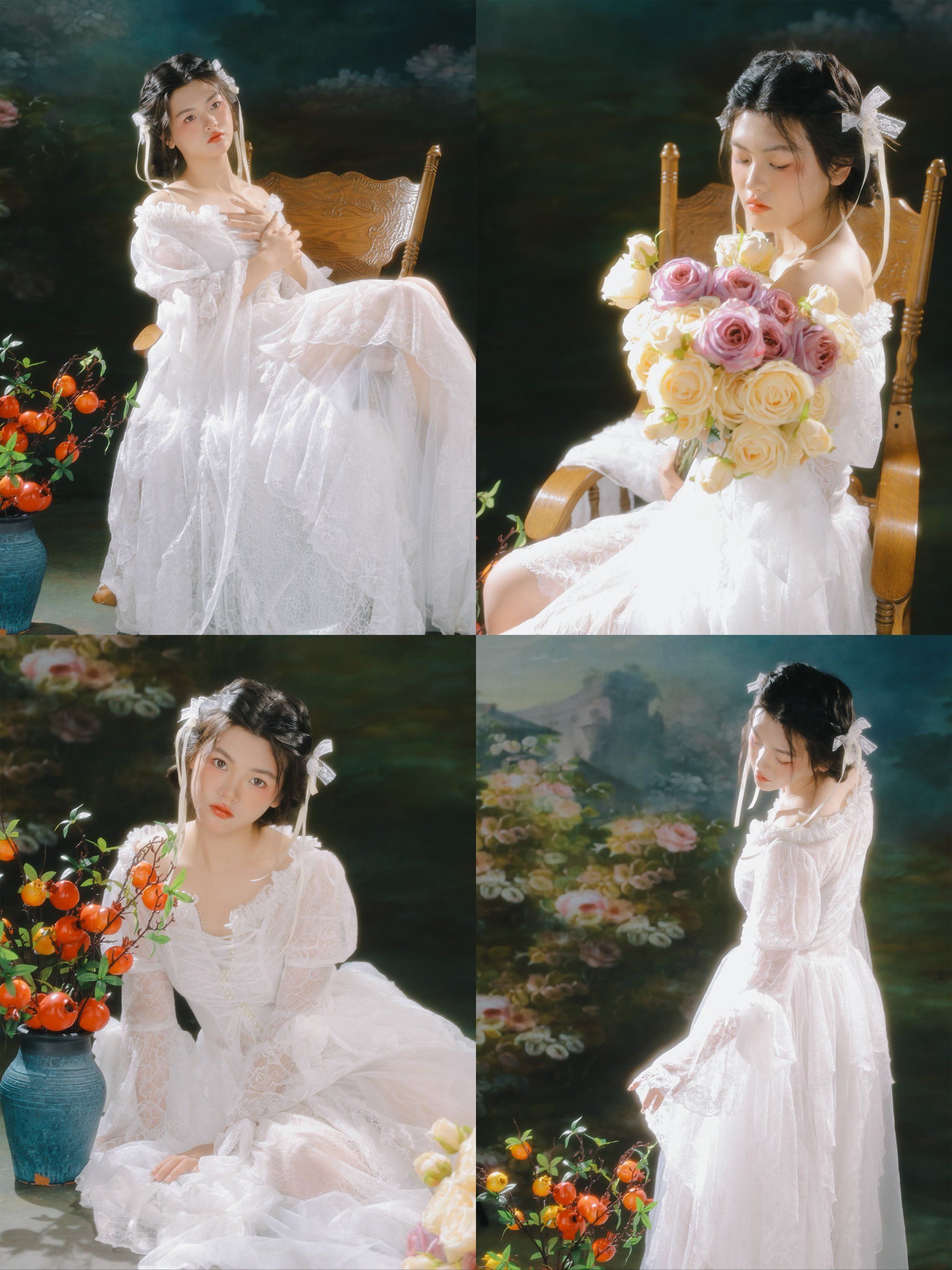 手捧鲜花的少女