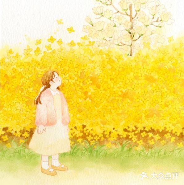 温暖治愈的春天插画，愿幸运和美好向所有人涌来！